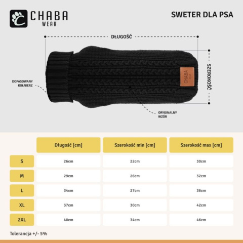 Sweter Golf dla psa S czarny Chaba Sweter Golf dla psa S czarny Chaba