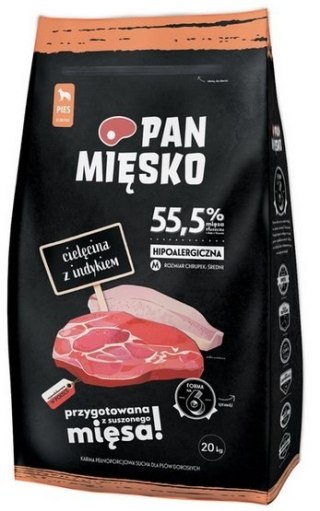Pan Mięsko karma dla psa 20kg cielęcina indyk chrupki