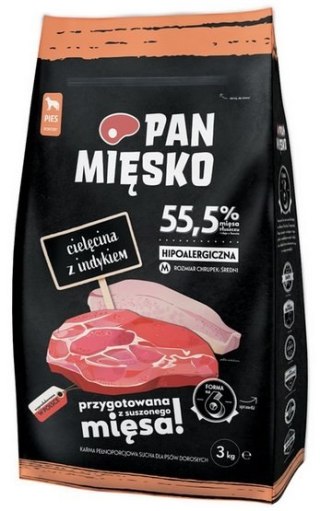 Pan Mięsko karma dla psa 3kg cielęcina indyk chrupki