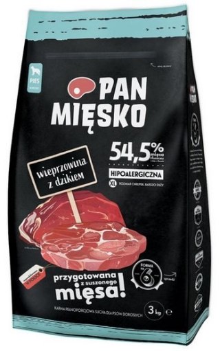 Pan Mięsko karma dla psa 3kg wieprzowina dzik chrupki XL