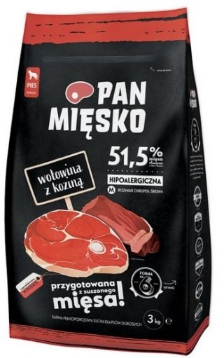 Pan Mięsko karma dla psa 3kg wołowina kozina chrupki