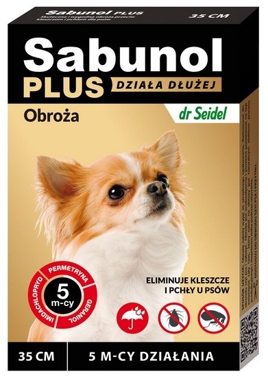 Sabunol Obroża Plus przeciw pchłom dla psa 35cm - ochrona przez 5 mc Sabunol Obroża Plus przeciw pchłom dla psa 35cm - ochrona przez 5 mc