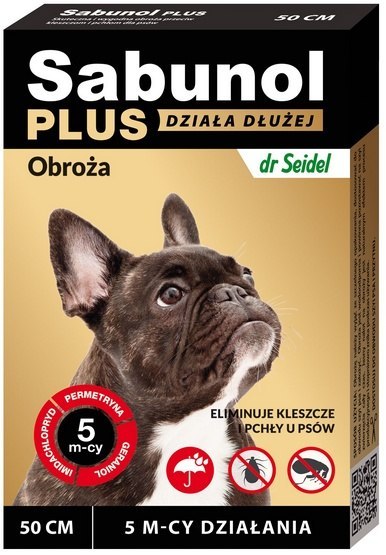 Sabunol Obroża Plus przeciw pchłom dla psa 50cm - ochrona przez 5 mc Sabunol Obroża Plus przeciw pchłom dla psa 50cm - ochrona przez 5 mc