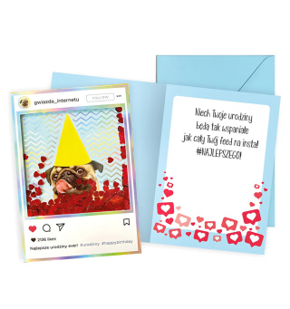 Kartka urodzinowa dla miłośnika psów - Mops