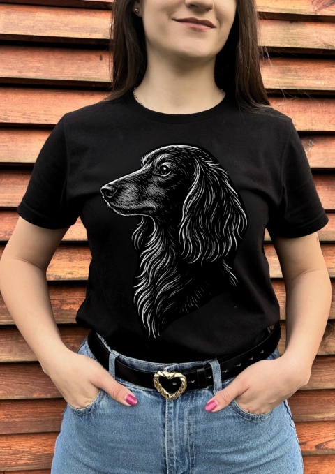 Koszulka Jamnik Długowłosy Damska Męska Personalizowana Koszulka Jamnik Długowłosy Damska Męska Personalizowana