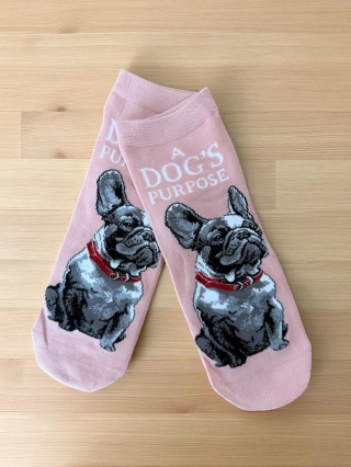 Skarpetki z Buldogiem Francuskim Damskie (pudrowe)