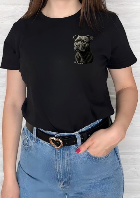 Koszulka z Staffordshire Bull Terrierem Black&White