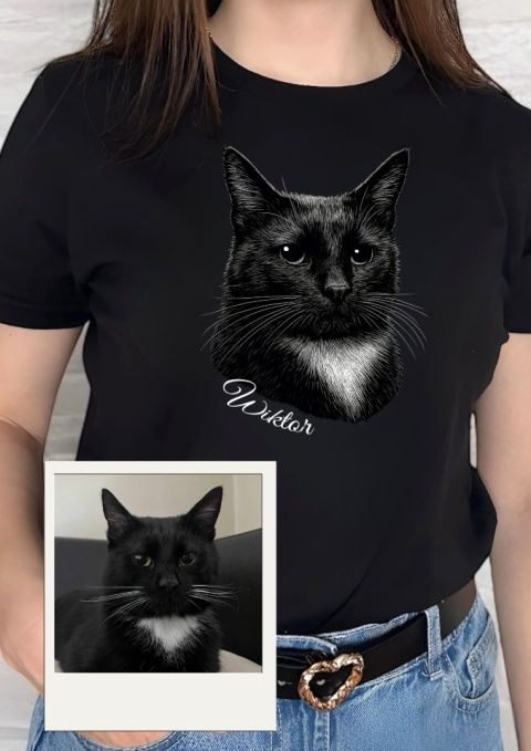 Koszulka z Twoim Kotem ze zdjęcia Black&White