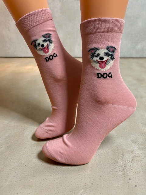 Skarpetki Border Collie Damskie (pudrowy róż)