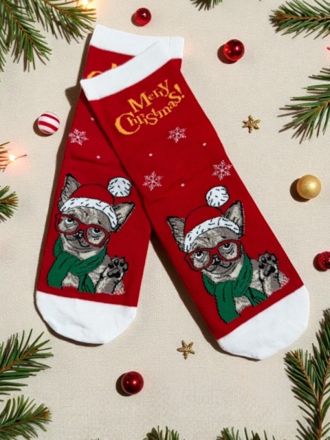 Skarpetki Świateczne z Chihuahua Damskie