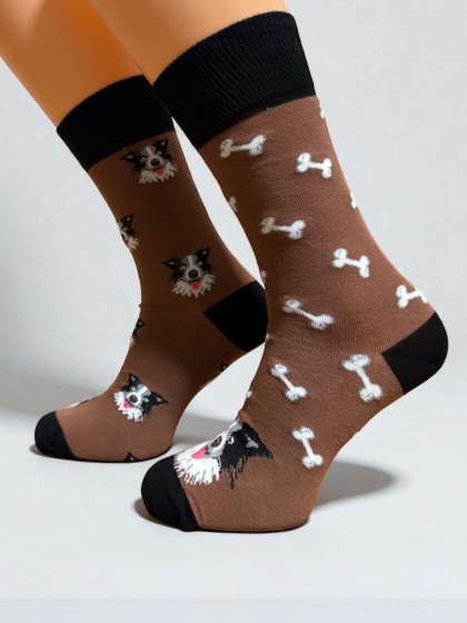 Skarpetki z Border Collie Męskie (brązowe)