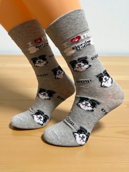 Skarpetki z Border Collie Męskie (szare)
