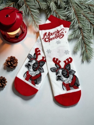 Skarpetki Świąteczne z Buldogiem Francuskim Damskie
