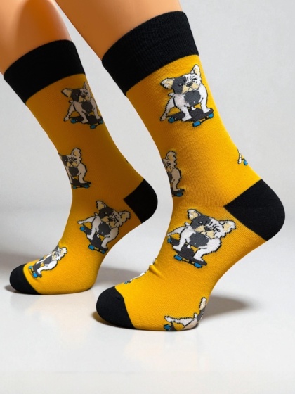 Skarpetki z Buldogiem Francuskim Męskie (żółte)