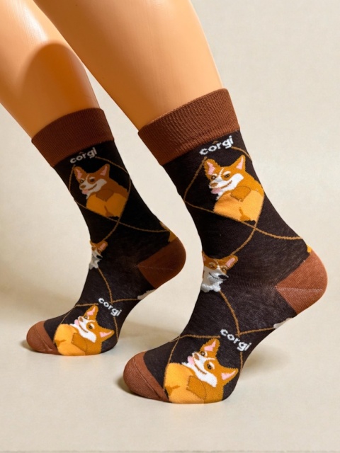 Skarpetki z Corgi Męskie (brązowe)