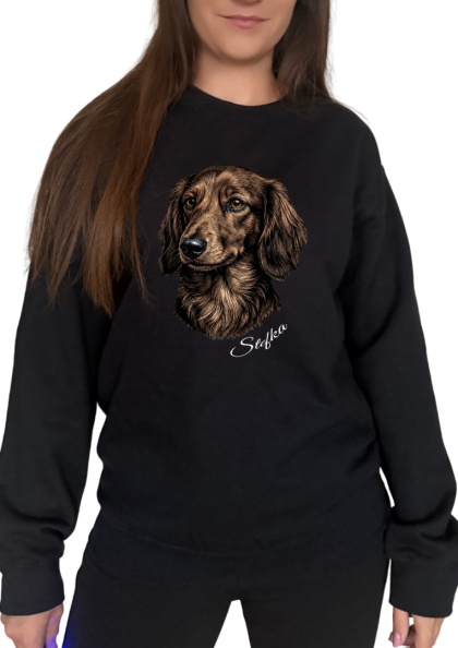 Bluza z Jamnikiem Długowłosym Black&White