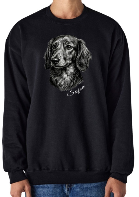 Bluza z Jamnikiem Długowłosym Black&White