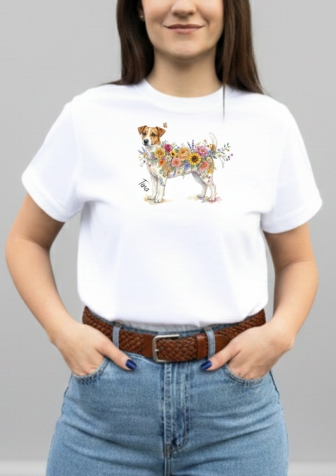 Koszulka z Jack Russell Terrier Flowers