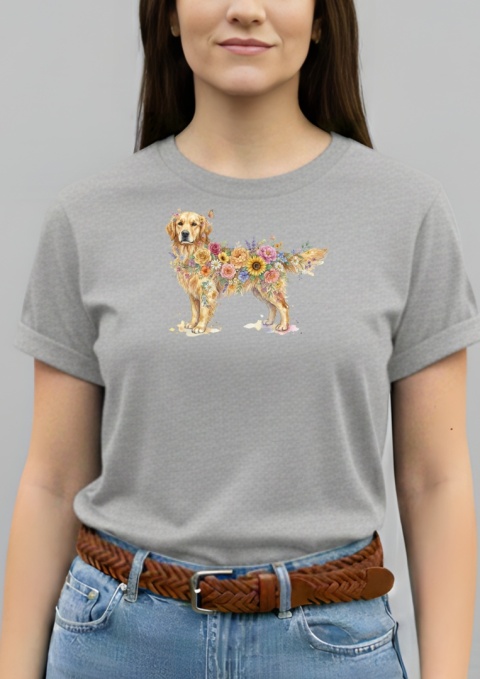 Koszulka z Golden Retrieverem Flowers