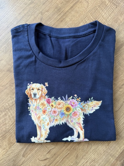 Koszulka z Golden Retrieverem Flowers