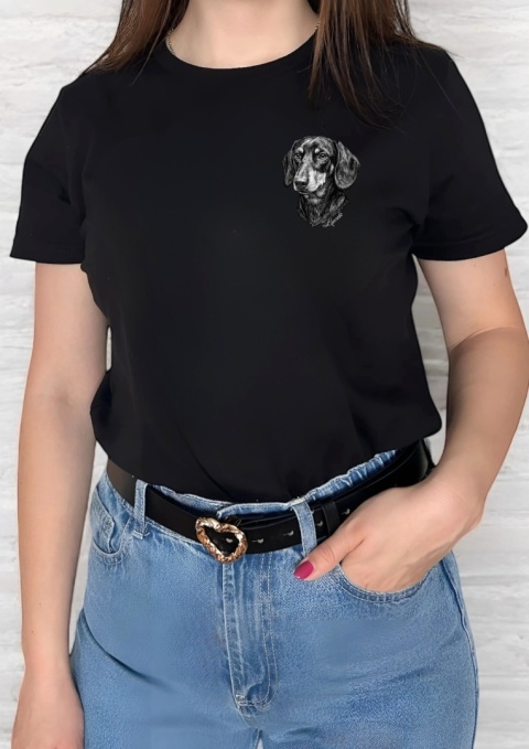 Koszulka z Jamnikiem Brązowym Black&White