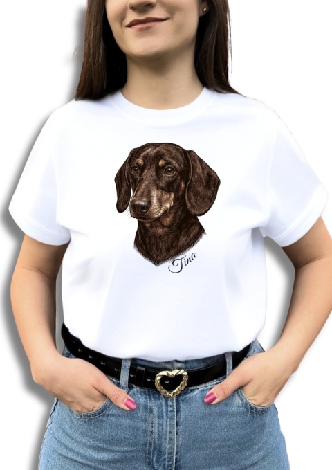 Koszulka z Jamnikiem Brązowym Black&White