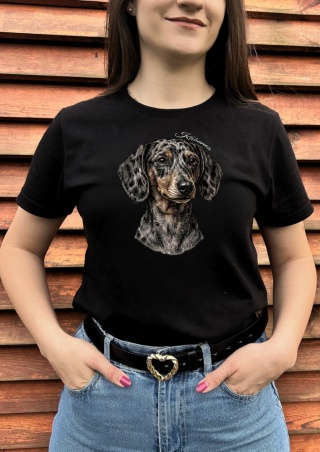 Koszulka z Jamnikiem Merle Black&White