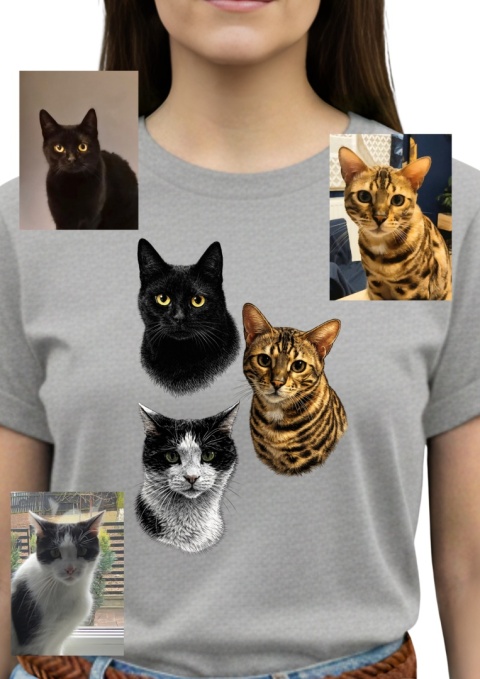 Koszulka z Twoim Kotem ze zdjęcia Black&White