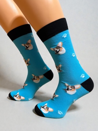 Skarpetki z Corgi Męskie (niebieskie)