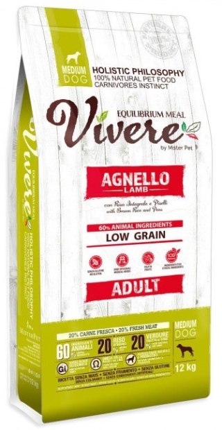 Vivere Dog Medium Adult karma dla psa 12kg jagnięcina monobiałkowa