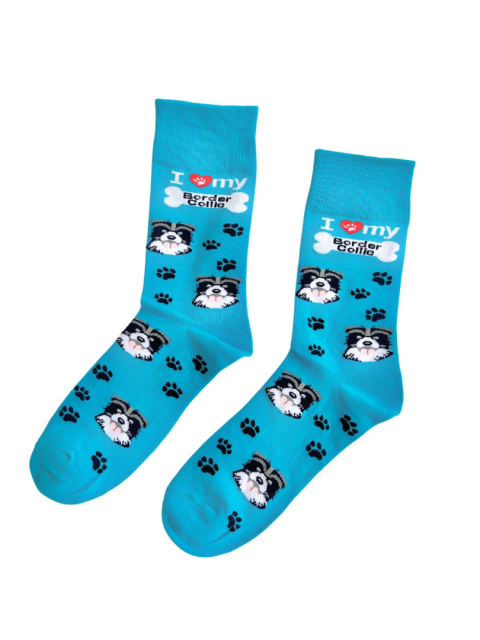 Skarpetki męskie z Border Collie niebieskie Skarpetki męskie z Border Collie niebieskie