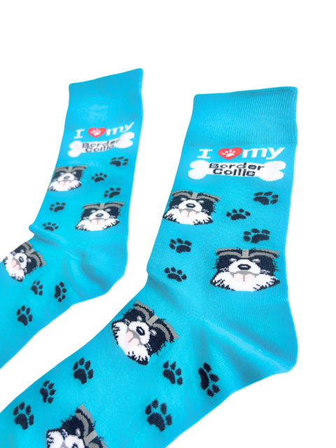 Skarpetki męskie z Border Collie niebieskie Skarpetki męskie z Border Collie niebieskie