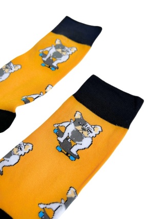 Skarpetki z Buldogiem Francuskim Męskie (żółte)